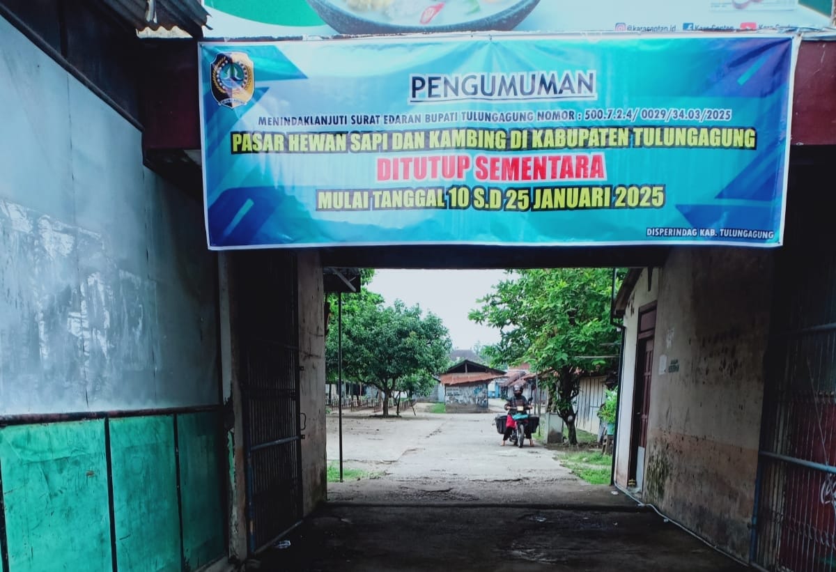 Penutupan pasar hewan di Tulungagung dimulai pada 10-25 Januari 2025.