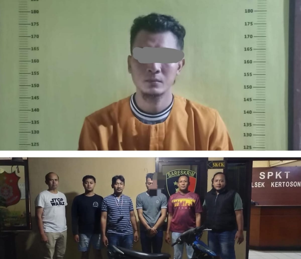 Polsek Kertosono dan Unit Resmob Satreskrim Polres Nganjuk dalam pengungkapan kasus pencurian sepeda motor yang terjadi di Kecamatan Kertosono
