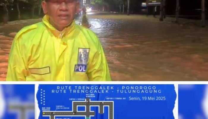 Banjir Jalan Nasional Trenggalek, Pengguna Jalan dari Arah Tulungagung dan Ponorogo Diimbau Lewat Jalur Pengalihan Sementara