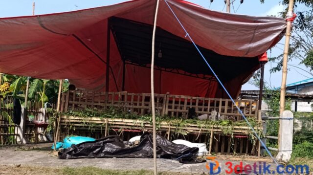 Aktivitas penjualan hewan kurban di atas jembatan yang di bawah terdapat aliran sungai berada di wilayah Kecamatan Pakal, Kota Surabaya. [3detik.com]