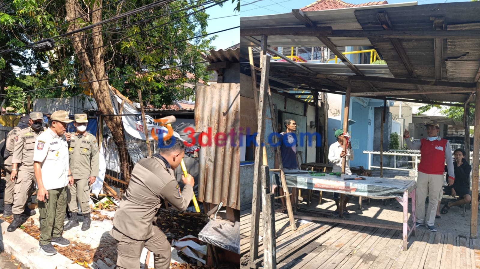 penertiban bangli stand PKL di wilayah Wiyung PDAM dan Karangan PDAM Surabaya. [3detik.com]