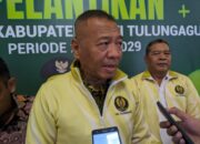 Bupati Tulungagung, Gatut Sunu Wibowo antusias menghadiri pelantikan pengurus Persatuan Tenis Seluruh Indonesia (Pelti) Kabupaten Tulungagung periode 2025-2029