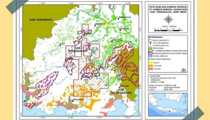 Lokasi prospek mineral emas itu ada di Ngepeh, Tugu, dan Prigi