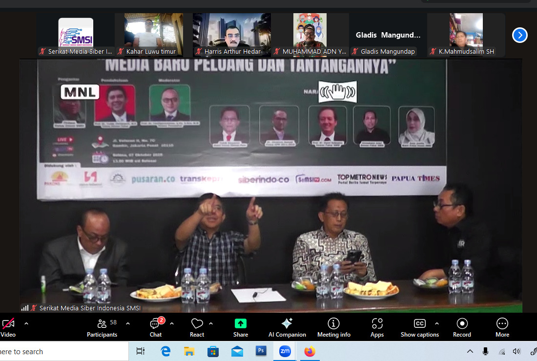 Dialog nasional yang mengambil tempat di Kantor SMSI Pusat, Jalan Vereran, Jakarta, dan diperluas dengan aplikasi zoom
