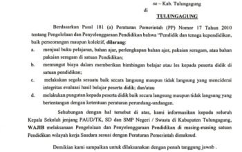 Disdik Tulungagung Larang Jual Buku dan Pungutan di Sekolah, Tegaskan Sanksi untuk Pelanggar