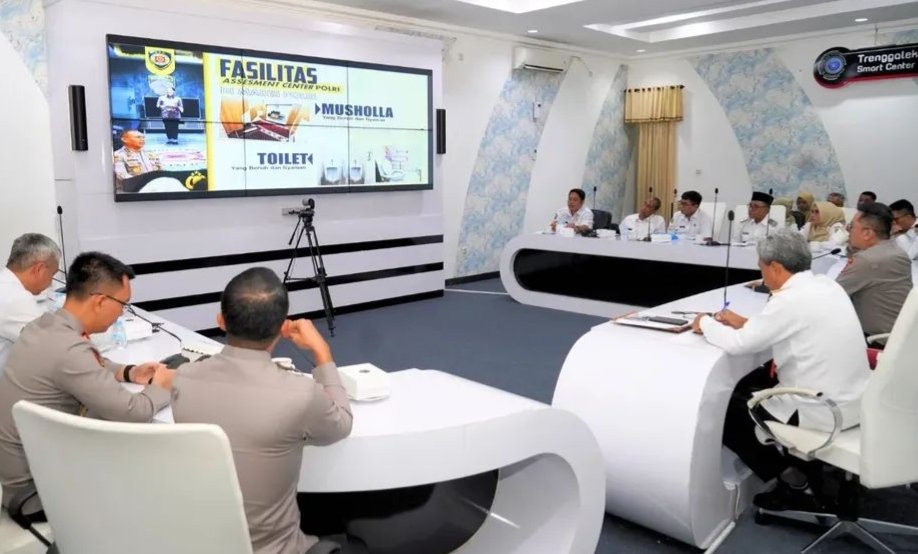 Sekretaris Daerah Trenggalek Edy Soepriyanto terima kunjungan kerja dari tim SSDM Mabes Polri yang digelar di Smart Center